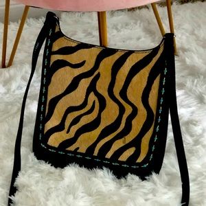 FOSSIL Leather/Calf Hair Crossbody Purse.